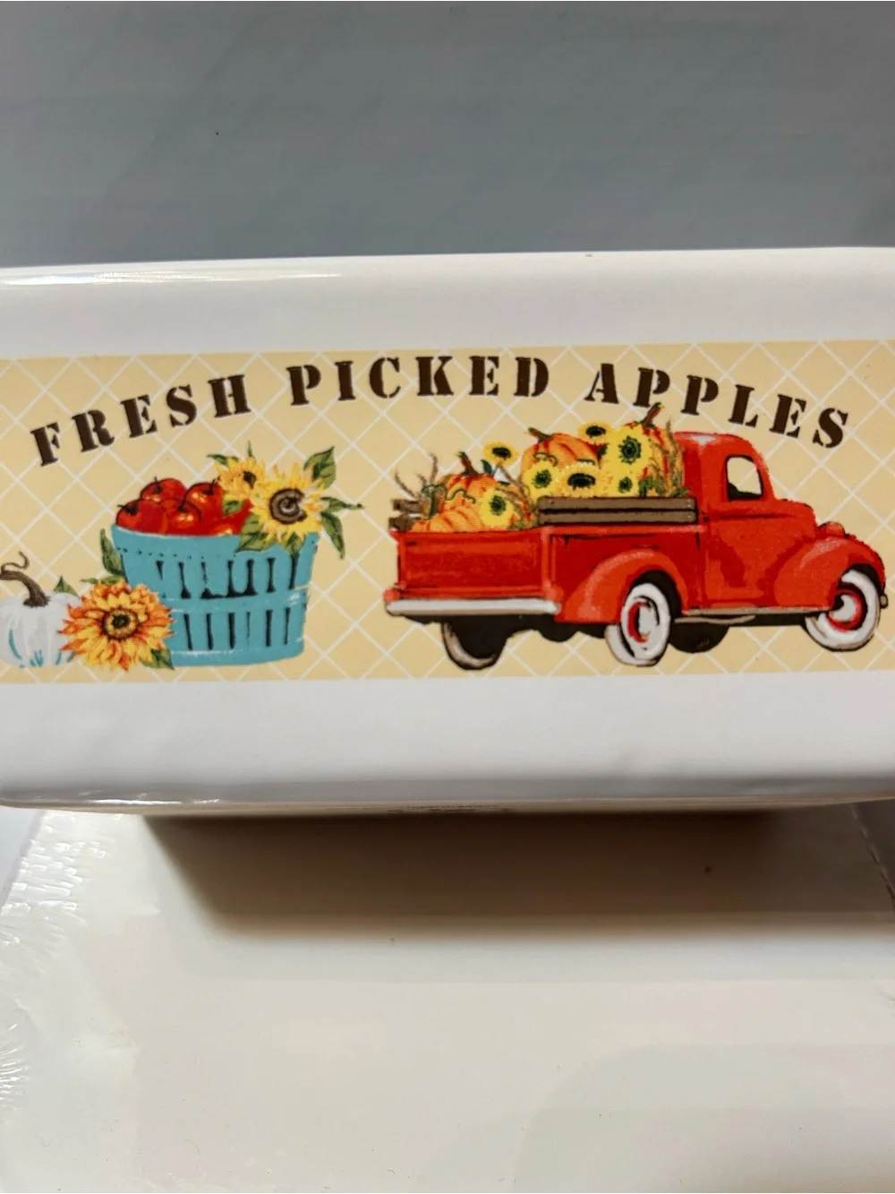 Ceramic / Stoneware Fresh Picked Apples' White  Mini Loaf Pan